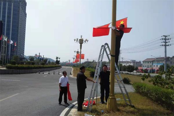 工作人员在总部大楼每个灯柱上安装国旗_看图王.jpg